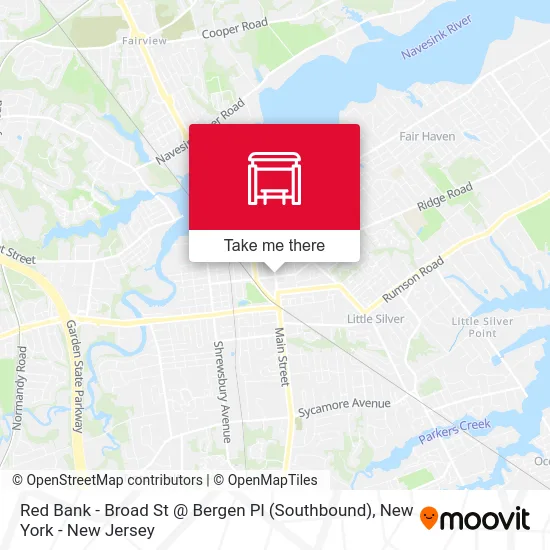 Red Bank - Broad St @ Bergen Pl (Southbound) map