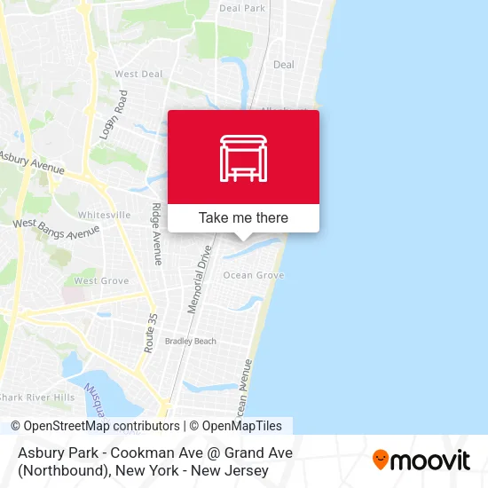 Mapa de Asbury Park - Cookman Ave @ Grand Ave (Northbound)