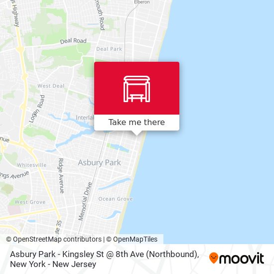 Mapa de Asbury Park - Kingsley St @ 8th Ave (Northbound)