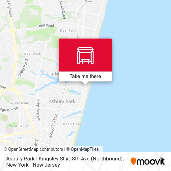 Mapa de Asbury Park - Kingsley St @ 8th Ave (Northbound)