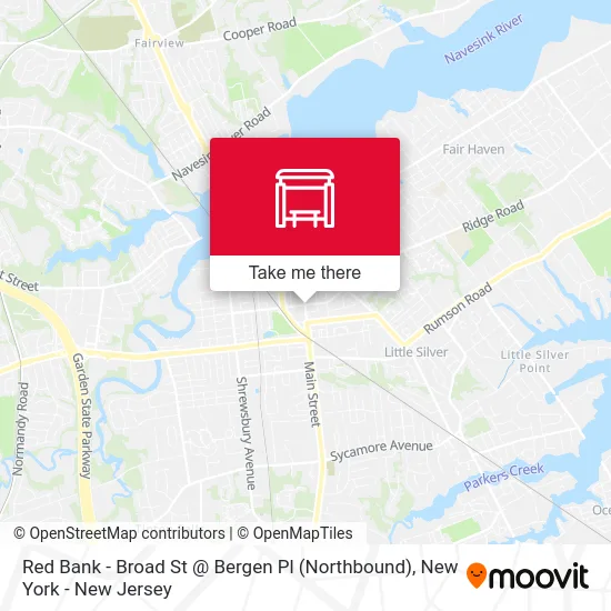 Red Bank - Broad St @ Bergen Pl (Northbound) map