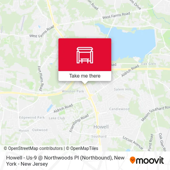 Howell - Us-9 @ Northwoods Pl (Northbound) map