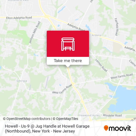 Howell - Us-9 @ Jug Handle at Howell Garage (Northbound) map