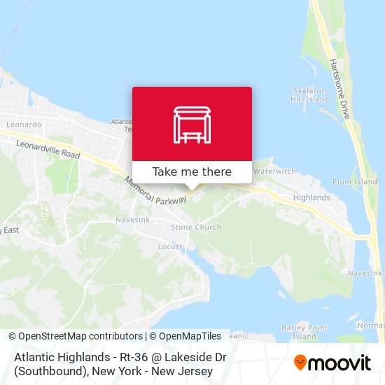 Atlantic Highlands - Rt-36 @ Lakeside Dr (Southbound) map