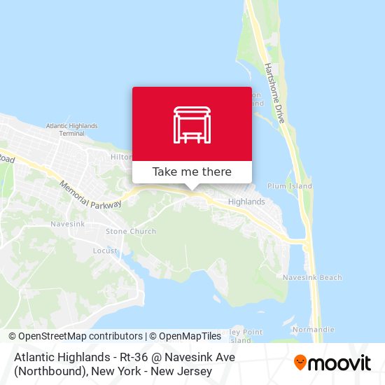 Atlantic Highlands - Rt-36 @ Navesink Ave (Northbound) map