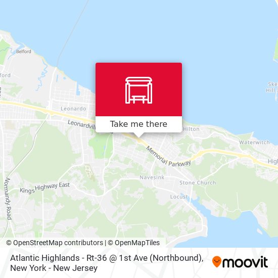 Mapa de Atlantic Highlands - Rt-36 @ 1st Ave (Northbound)