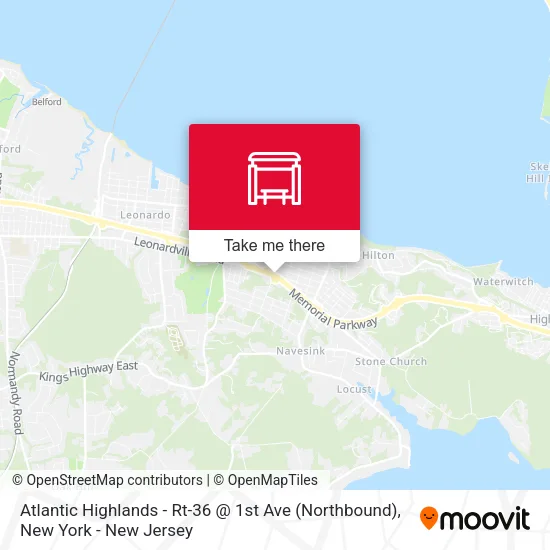 Mapa de Atlantic Highlands - Rt-36 @ 1st Ave (Northbound)