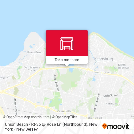 Union Beach - Rt-36 @ Rose Ln (Northbound) map