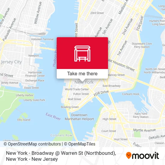 New York - Broadway @ Warren St (Northbound) map