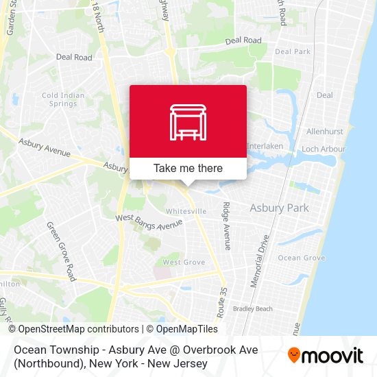 Mapa de Ocean Township - Asbury Ave @ Overbrook Ave (Northbound)