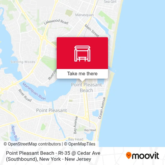 Point Pleasant Beach - Rt-35 @ Cedar Ave (Southbound) map