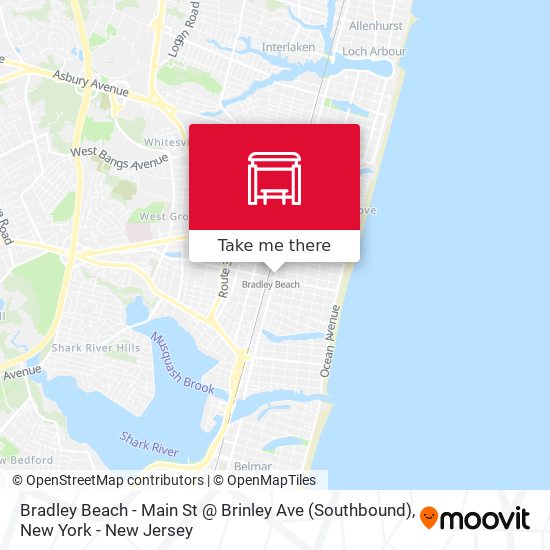 Mapa de Bradley Beach - Main St @ Brinley Ave (Southbound)