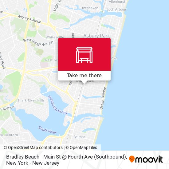 Mapa de Bradley Beach - Main St @ Fourth Ave (Southbound)