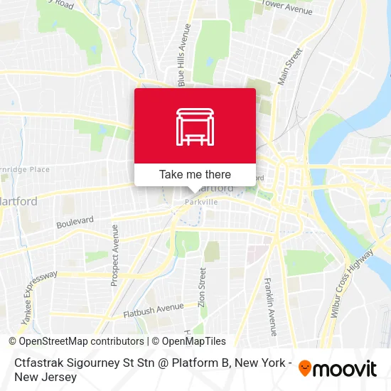 Mapa de Ctfastrak Sigourney St Stn @ Platform B