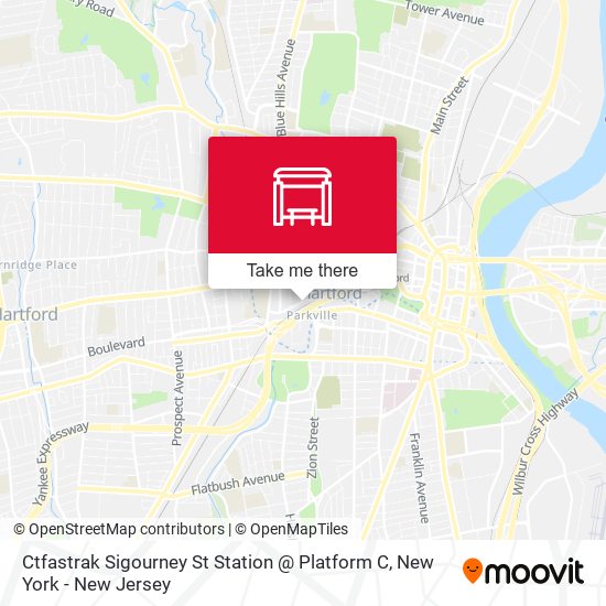 Mapa de Ctfastrak Sigourney St Station @ Platform C