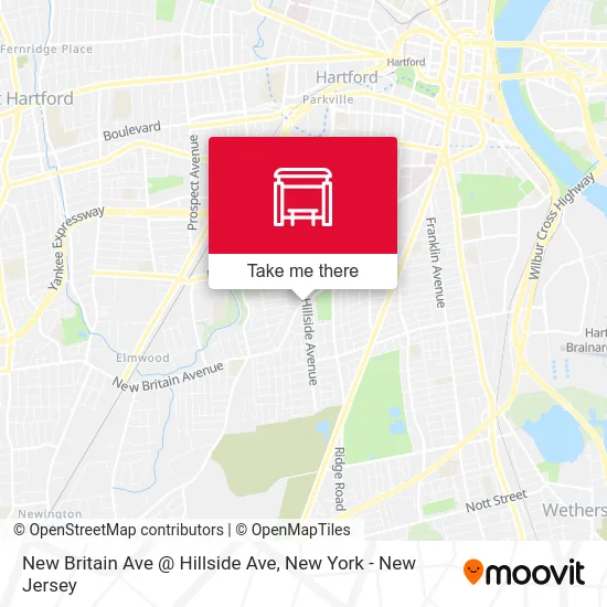 New Britain Ave @ Hillside Ave map