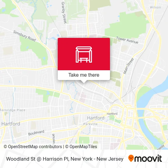 Woodland St @ Harrison Pl map