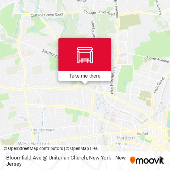 Mapa de Bloomfield Ave @ Unitarian Church