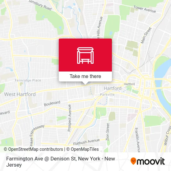 Farmington Ave @ Denison St map
