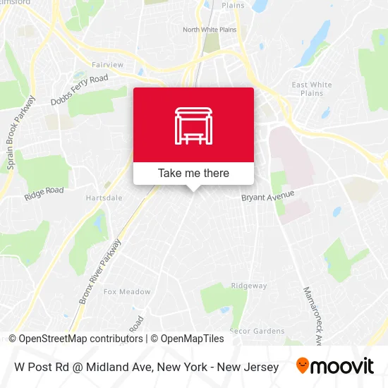 W Post Rd @ Midland Ave map