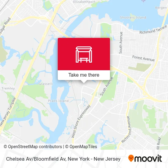 Chelsea Av/Bloomfield Av map