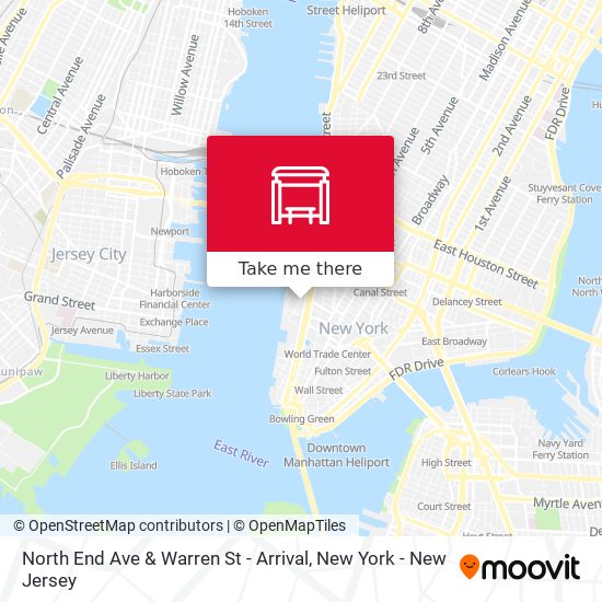 North End Ave & Warren St - Arrival map