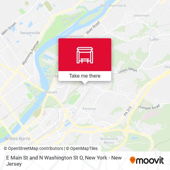 E Main St and N Washington St O map