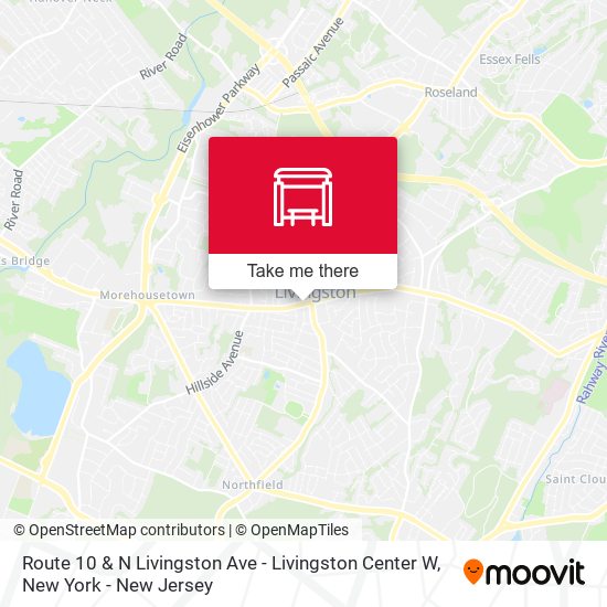 Mapa de Route 10 & N Livingston Ave - Livingston Center W