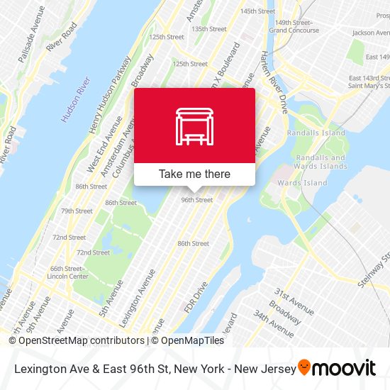 Lexington Ave & East 96th St map