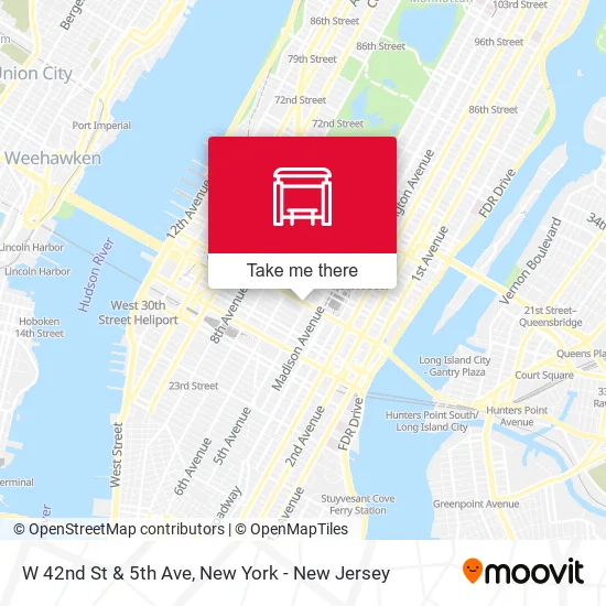 W 42nd St & 5th Ave map