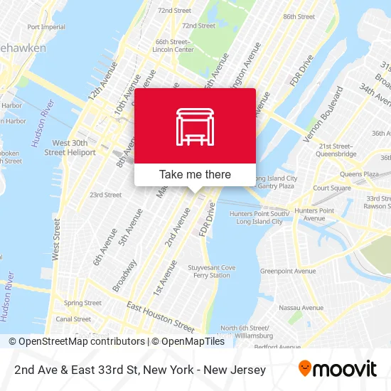 Mapa de 2nd Ave & East 33rd St