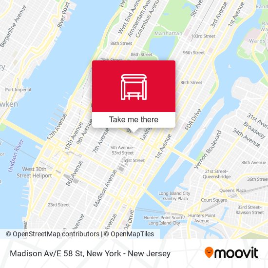 Madison Av/E 58 St map