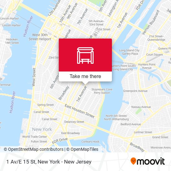 1 Av/E 15 St map