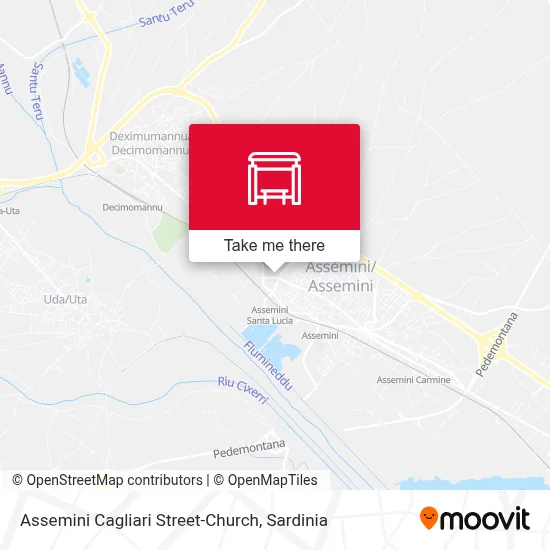 Assemini Cagliari Street-Church map