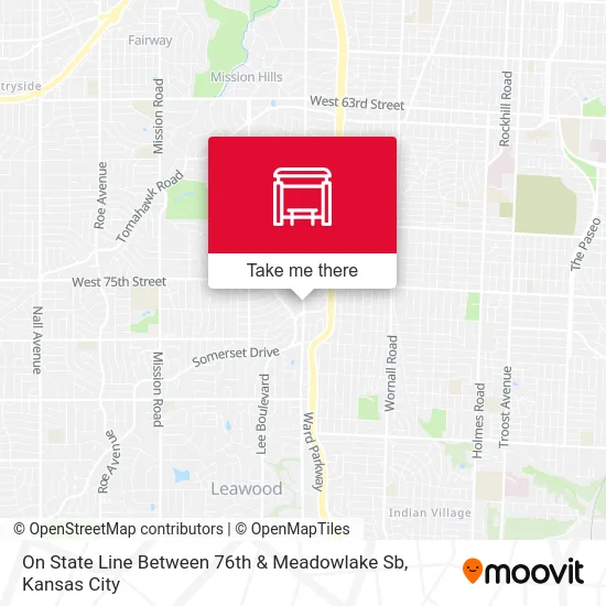 On State Line Between 76th & Meadowlake Sb map