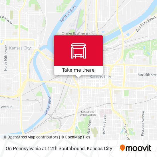 On Pennsylvania at 12th Southbound map