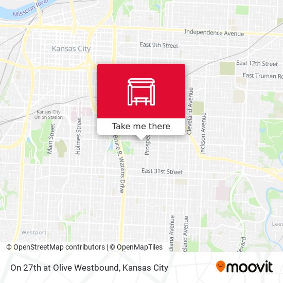 On 27th at Olive Westbound map