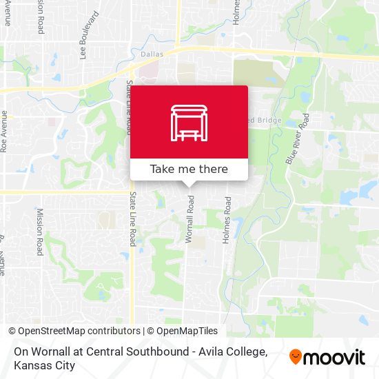On Wornall at Central Southbound - Avila College map