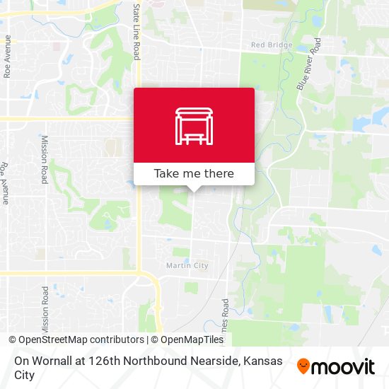 On Wornall at 126th Northbound Nearside map