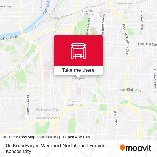 On Broadway at Westport Northbound Farside map