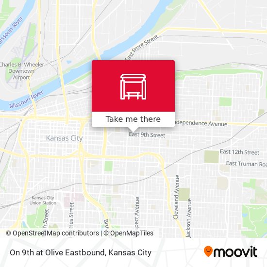 On 9th at Olive Eastbound map