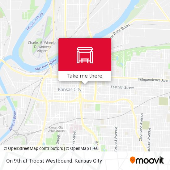 On 9th at Troost Westbound map