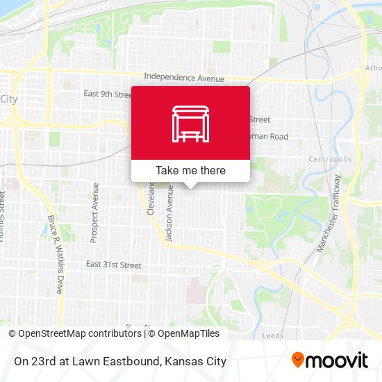 On 23rd at Lawn Eastbound map