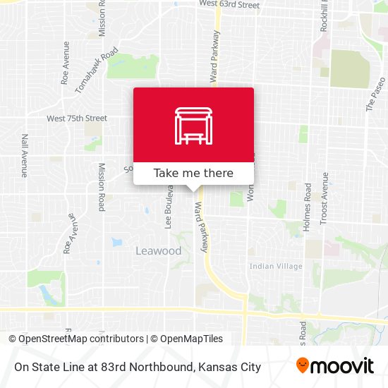 On State Line at 83rd Northbound map