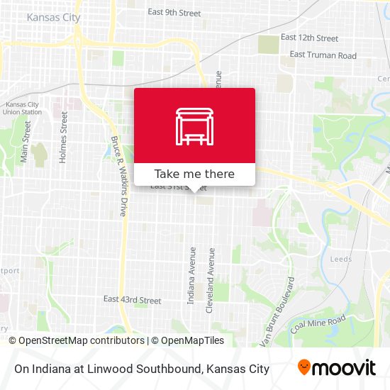 On Indiana at Linwood Southbound map