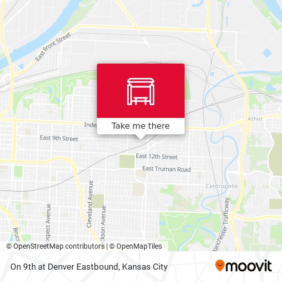 On 9th at Denver Eastbound map
