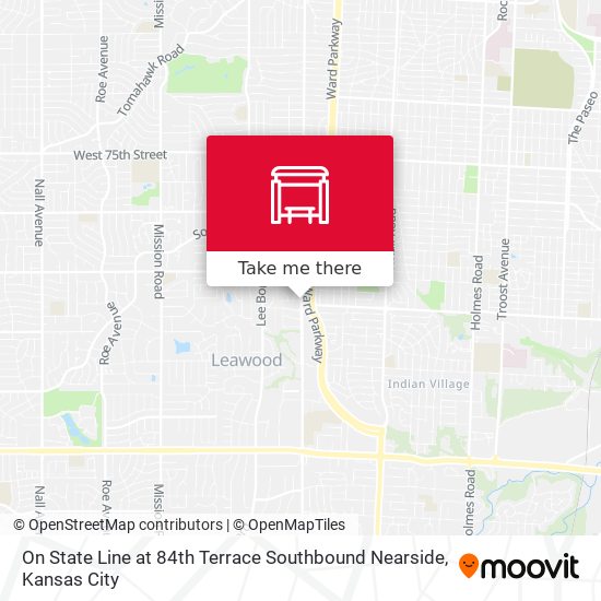 On State Line at 84th Terrace Southbound Nearside map