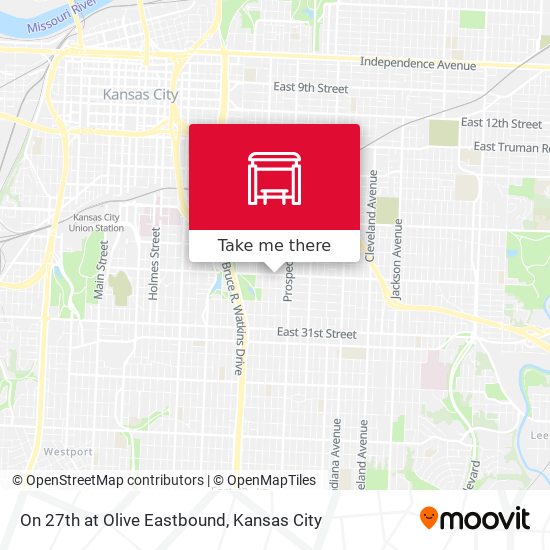 On 27th at Olive Eastbound map