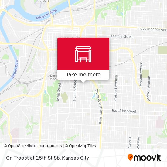 On Troost at 25th St Sb map
