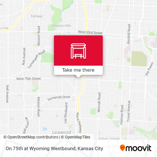 On 75th at Wyoming Westbound map